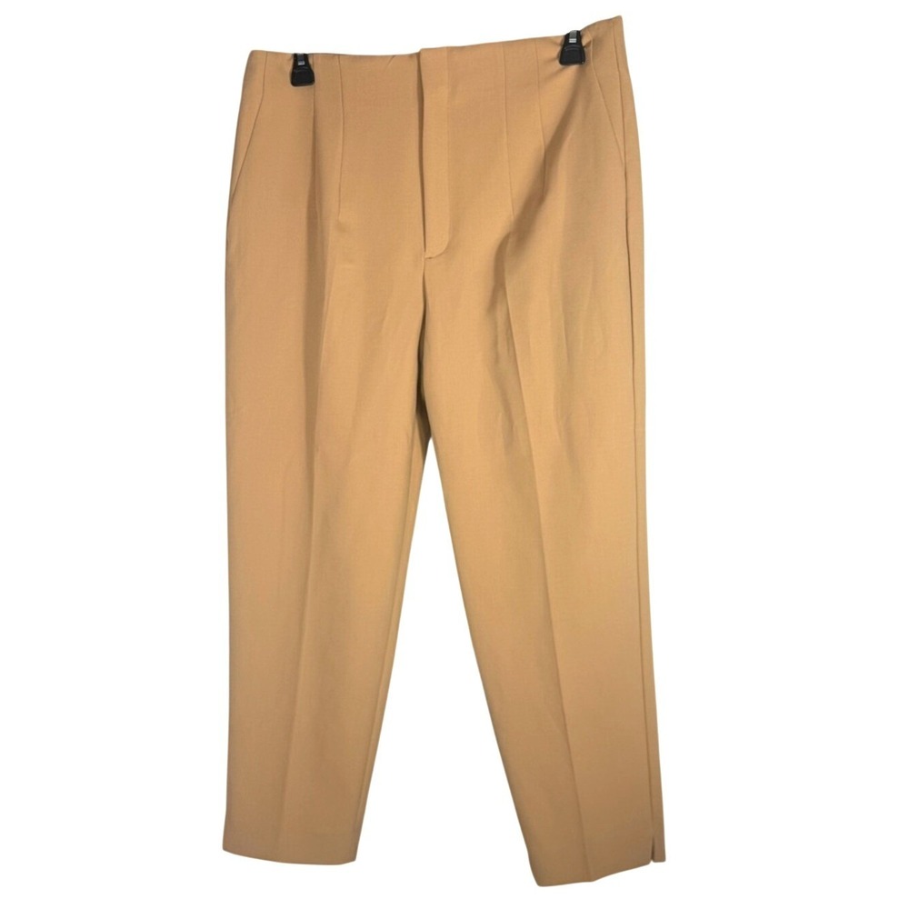 Zara High-Waist‎ Straight Leg Pants in Camel size 14 NEW - Picture 2 of 10
